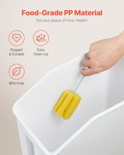 VEVOR Rice Storage Container, 3.5Gal/15Lx2 + 4.5Gal/20Lx2 Large Dog Food Dispenser Bin, Kitchen Ingredient Grain Cereal Bin, Pet food Containers with Wheels, 4 Measuring Cups, Airtight Lid, 4 Pack - Image 5