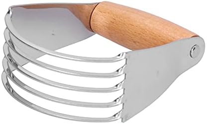 Cocoarm Dough Cutter Stainless Steel Dough Mixer Ergonomic Handle Dough Cutter with 5 Sturdy Blades for Mixing Butter Flour Sugar Baking Accessories Kitchen Accessories (Wood Colour) by Cocoarm