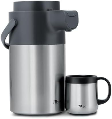 Tiken Airpot Coffee Dispenser with Pump - 102oz/3L Thermal Coffee Carafes for Hot Beverage - Stainless Steel Insulated Coffee Thermos Carafe, Silver - Image 6