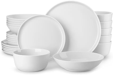MALACASA 24-Piece Dinnerware Set for 6, White Porcelain Dishes by MALACASA