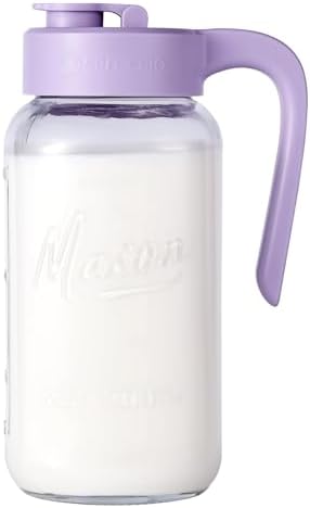 Mason Jar Pitcher, 64 oz (2 quart), Glass Pitcher with Lid by spreccio