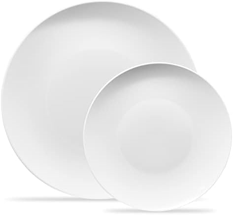 PLASTICPRO White Plastic Design Party Plates Premium heavyweight Elegant 128 by PLASTICPRO