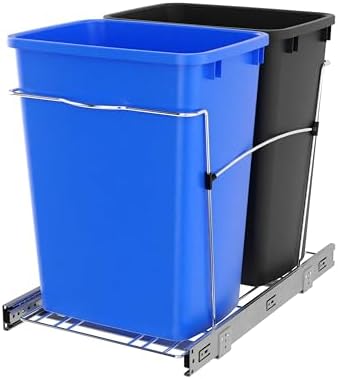 Rev-A-Shelf Double Pullout Garbage Trash Cans for Kitchen Cabinets, 35 Qt by Rev-A-Shelf