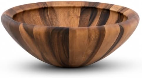 Arthur Court Acacia Wood Salad Bowl - Modern Wavy Design for Fruits and Salads - 6" Tall, 16" Diameter by ArthurCourt