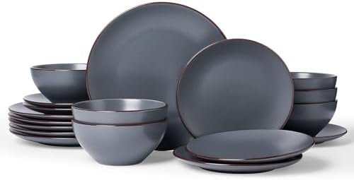 Famiware Venus Ceramic Plates and Bowls Sets, Speckled Dinnerware for 6 by Famiware