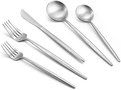 VANVRO Matte Satin Finish Silverware Set, 40-Piece Tableware Cutlery Set, Utensils Set Service for 8, Dishwasher Safe by VANVRO