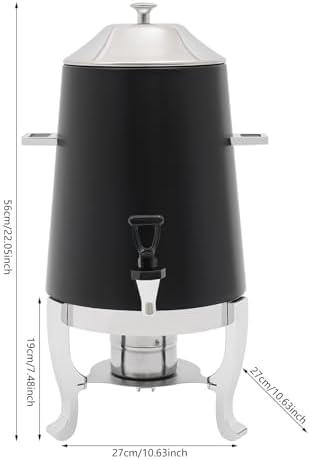 3.43Gallon Stainless Steel Hot Beverage Dispenser,Coffee Chafer Urn with Spigot&Fuel Holder,Cold&Hot Drinks Dispenser for Milk Coffee Tea Juice - Parties Catering Buffet Event (Black) - Image 2
