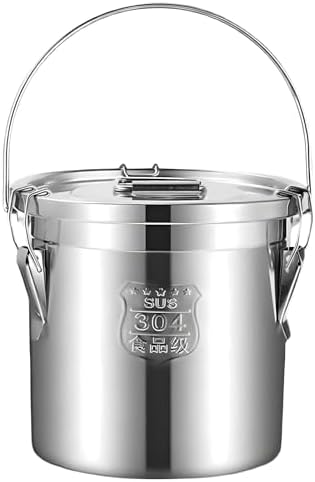 1.6Gal Small 304 Stainless Steel Containers with Lid, 202oz Airtight Flour Container Kitchen, 5-10lbs Metal Airtight Canisters Milk Jug Coffee Bean Canisters w/Locking Clamp 6L (Handheld) by Unknown
