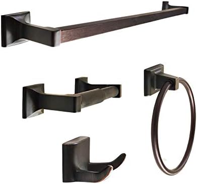 SENTO CELLAR Classic Bathroom Accessories Set, Heavy Duty Metal Bath Hardware Set Wall Mounted, Includes Robe Hook, Standard Toilet Paper Holder, Towel Ring, 24” Towel Bar (4-Piece, Oil-Rubbed Bronze) by SENTOBETTERHOMEBETTERLIFE