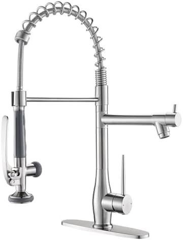 GIMILI Commercial Kitchen Sink Faucet with Pull Down Sprayer Brushed Nickel by MoreChoicesForYourDreamHome