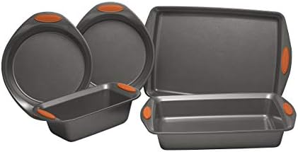 Rachael Ray 55673 Nonstick Bakeware Set with Grips includes Nonstick Bread Pan, Baking Pans and Cake Pans - 5 Piece, Gray with Orange Grips - Image 6