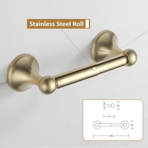 BGL Bathroom Accessories Set, Brushed Brass Towel Holder for Bathroom, 4-Piece Towel Ring, Robe Hook, Toilet Paper Holder Wall Mounted - Image 2