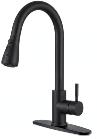 VFAUOSIT Kitchen Faucet with Pull Down Sprayer, Matte Black High Arc by VFAUOSIT