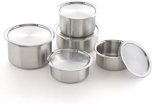 CaKE 5PCS Stainless Steel Food Storage Containers With Lids 5PCS Canister Set Kitchen Appliances Dishwasher Safe Premium South Korea by EVERSTEN