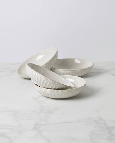 Lenox French Perle Groove White Stoneware Pasta Bowl Set for 4, 48oz - Image 2