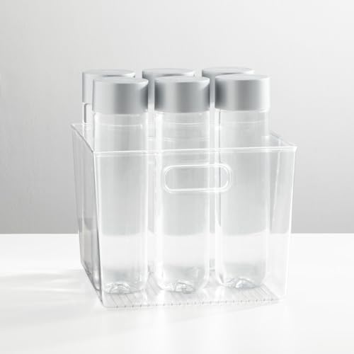 mDesign Plastic Modern Storage Organizer Bin Basket with Handles - 4 Pack - Clear - Image 4