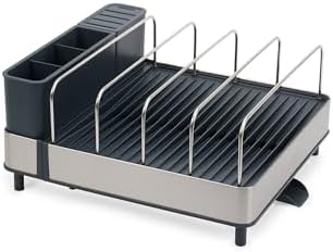 Joseph Joseph Extend Max Steel Expanding Dish Drying Rack, high Capacity for Large Items, Cutlery and Knife Holder, Swivel Draining Spout, Stainless Steel - Image 2