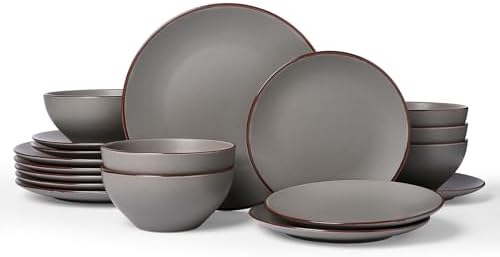 Famiware Venus Ceramic Plates and Bowls Sets, Speckled Dinnerware for 6 by Famiware