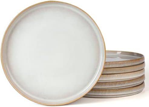 famiware Star 10/8 inches Dinner Plates Set for 6, Cappuccino White by Famiware