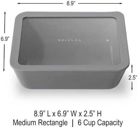 Glass Food Storage Container & Lid, 6-Cup Rectangle, Smoke - Image 2