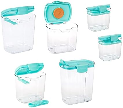 Progressive ProKeeper Baker's Airtight Kitchen Storage Canister Container Set for Flour, Sugar & More, Keeps Ingredients Fresh, with Accessories (Turquoise, 6- Piece) by ProgressiveInternational