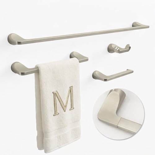 Mega Handles Bathroom Accessory Set Satin Nickel - 4-Piece, Towel Bar Set by MegaHandles
