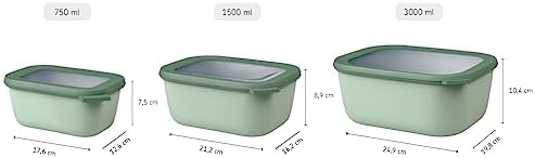 Dieses 3-teilige Vorratdosen Set enthält rechteckige Plasticboxen in den Größen von 750 ml, 1500 ml und 3000 ml. Die Cirqula luftdichte Aufbewahrungsboxen können zum Aufbewahren, Einfrieren und Aufwärmen von Lebensmitteln verwendet werden. Aufgrund ihr... - Image 3