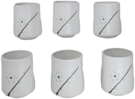 Ebros Gift Modern Yukino Hana Snow Flowers Ceramic Dinnerware Serveware Kitchenware Set Oriental Asian Restaurant Supply (Pack Of 6 Reactive Glaze Tea Cups 9oz) by EbrosGift