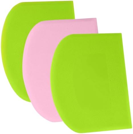 SURDOCA Dough Scraper Bench Scraper - 3P 13x7.9" Plastic Flexible Bowl Scraper, Sharp Edge & Angles Cake Scraper. Non-Slip Bakeware Decorating Tools Sculpting & Modeling Tools - Green+Pink+Green by SURDOCA