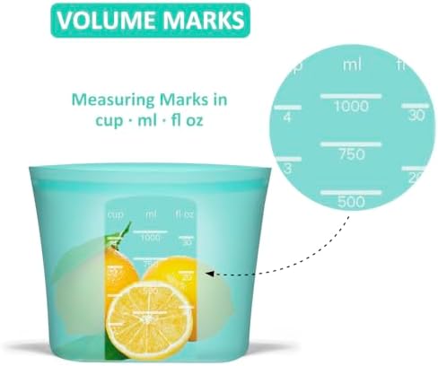 Reusable Food Bags, 8 Pack 100% Silicone Food Storage Bags Stand Up Zip Lock Container, Freezer Microwave Oven Dishwasher Safe, 4 Medium 2 Small 2 Extra Small, Aqua - Image 7