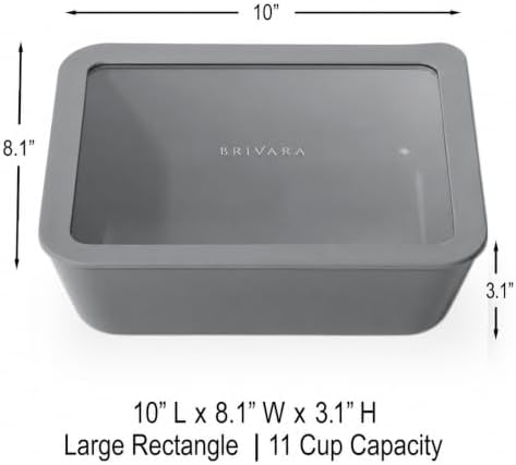 Glass Food Storage Container & Lid, 11-Cup Rectangle, Smoke - Image 2