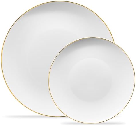 PLASTICPRO White Plastic Design Party Plates Premium heavyweight Elegant by PLASTICPRO