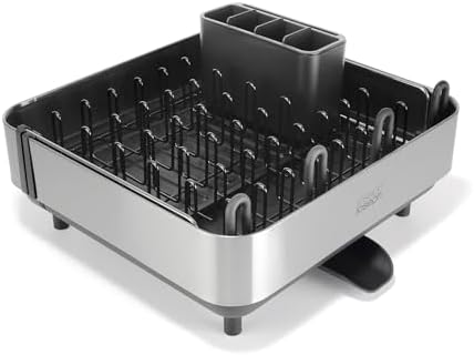 Joseph Joseph Extend Steel Plus Extendable Dish Rack Steel, Small to Large Dish Drainer with Wine Glass Holder & Drain Spout, Black - Image 2