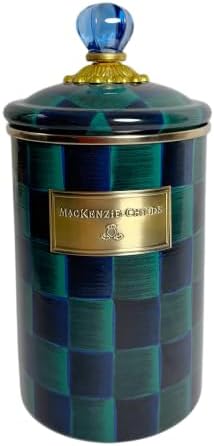MACKENZIE-CHILDS Enamel Canister, Large, Dark-Blue-and-Green Juniper Check by Unknown