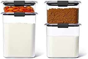 Rubbermaid Brilliance Pantry Food Storage Containers, Set of 4 (8 Pieces), BPA-Free, Clear, Airtight by Rubbermaid