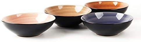 HomeVss, 16-Piece Dinnerware Set - Serves 4, Black and Speckled Purple Plates & Bowls Set | Microwave & Dishwasher Safe Mix Cobalt, Mocha, Rose, Spice - Image 7