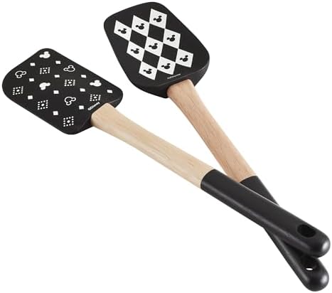 Prestige Disney Monochrome Mickey Mouse Silicone Spatula Set - Spatula & Silicone Kitchen Utensil Set of 2, 30cm, Black & White by Prestige
