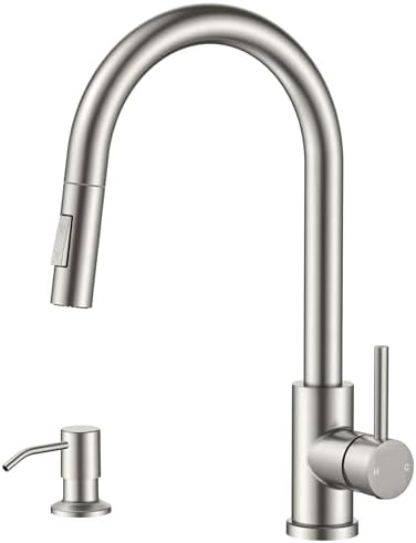 FORIOUS Pull Down Kitchen Faucet with Soap Dispenser, Stainless Steel by FORIOUS