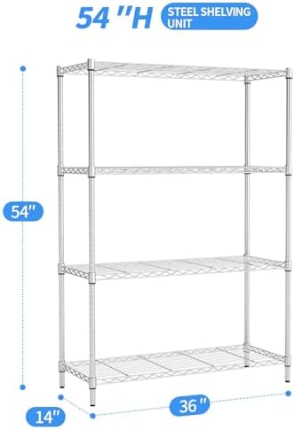 BestOffice | 4-Tier Wire Shelf | 36" x 14" x 54" | Chrome - Image 3