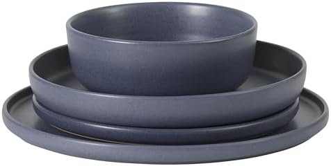 Gibson Elite Bayou Moon Plates and Bowls Sets, 16-Piece Blue Matte Stoneware Dinnerware Sets, Solid Color Reactive Glaze Dish Set - Image 7
