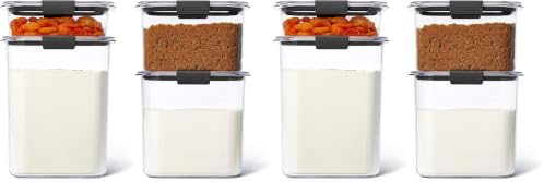 Rubbermaid Brilliance Pantry Food Storage Containers, Set of 4, BPA-Free, Clear, Airtight, Assorted Sizes (8-Piece) (Pack of 2) by Rubbermaid