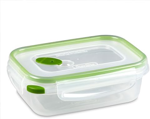 Sterilite Ultra-Seal 3.1 Cup Rectangle, Airtight Food Storage Container, Latching Lid, Microwave and Dishwasher Safe, Clear With Green Gasket, 18-Pack by Sterilite