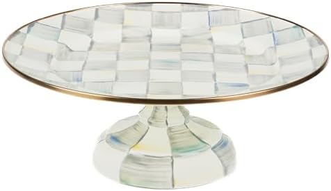MACKENZIE-CHILDS Pedestal Platter, Small, Gray-and-White Sterling Check by Unknown