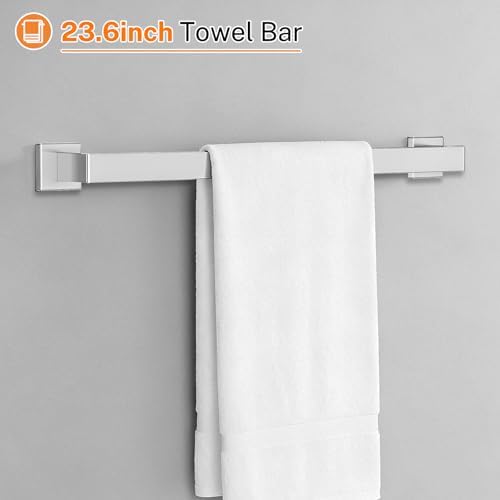 10-Piece Brushed Nickel Bathroom Hardware Set Towel Bar Set Include 23.6 inch Towel Bar,Towel Ring,Toilet Paper Holder Towel Hooks,Stainless Steel Wall Mounted Towel Rack - Image 2