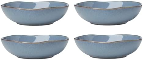 Oneida Organic Shades Blue Stoneware Pasta Bowl Set for 4, 34.5oz by Oneida