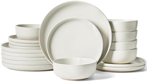 Famiware Milkyway 18-Piece Stoneware Dinnerware Set, Matte Beige White by Famiware