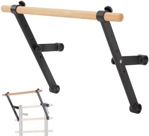 DHT Wood Stall Bar, Swedish Ladder Suspension Trainer with 9 Strategic Rods, for Home, Gym, School and Clinics, Black by DynamicHealthTech