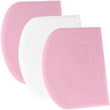SURDOCA Dough Scraper Bench Scraper - 3P 14.2x8.5" Plastic Flexible Bowl Scraper, Sharp Edge & Angles Cake Scraper. Non-Slip Bakeware Decorating Tools Sculpting & Modeling Tools - Pink+White+Pink by SURDOCA