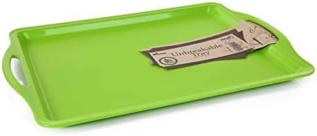 Mintra Home Durable Serving Tray (1pk, Green) - Platter with Handle 14 Inch 'Green' (Heavy Duty,Large Capacity Great for Kitchen, Wedding, Restaurant Indoor or Outdoor Picnic Camping by Mintra