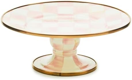 MACKENZIE-CHILDS Pedestal Platter, Mini, Pink-and-White Rosy Check by MacKenzie-Childs